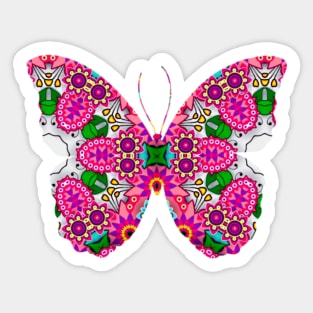 Pink Green Butterfly Sticker